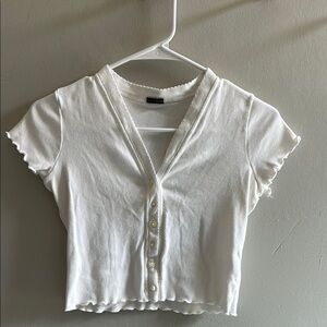 Brandy Melville White Fitted Crop Top